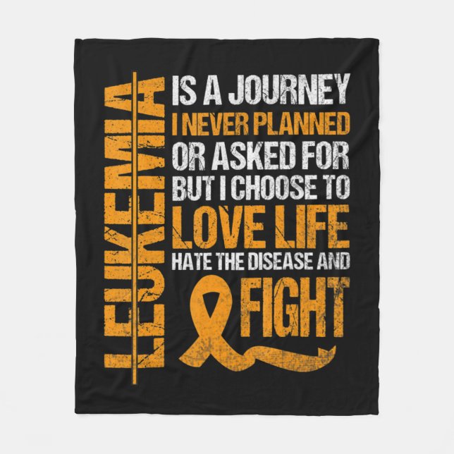 support for Leukaemia Awareness orange Ribbon prod Fleece Blanket (Front)