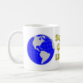 Support Global Literacy with globe (white) Coffee Mug