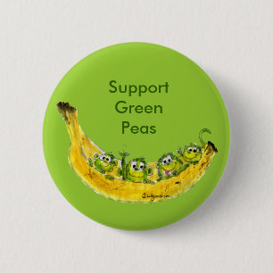 Support Green Peas Banimals Monkey Button Pin