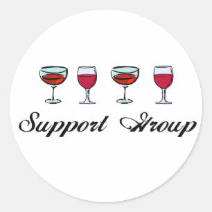 Support Group Wine Glasses Classic Round Sticker