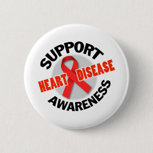 Support Heart Disease Awareness Seal 6 Cm Round Badge