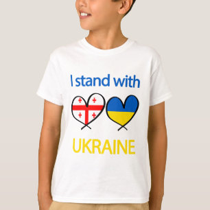 Support Heart Ukrainian Georgia Flag I Stand With T-Shirt