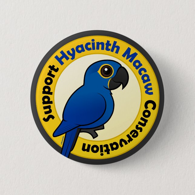 Support Hyacinth Macaw Conservation 6 Cm Round Badge (Front)