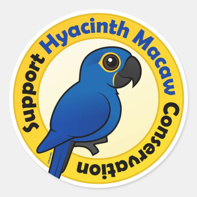 Support Hyacinth Macaw Conservation Classic Round Sticker (Front)