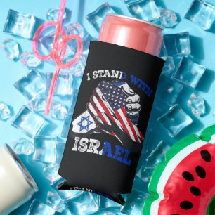 Support I Stand with Israel Jewish Heritage Seltzer Can Cooler