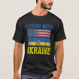 Support I Stand With Ukraine American Ukrainian Fl T-Shirt