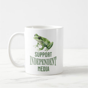 Support Independant Media Frog Watercolor Coffee Mug