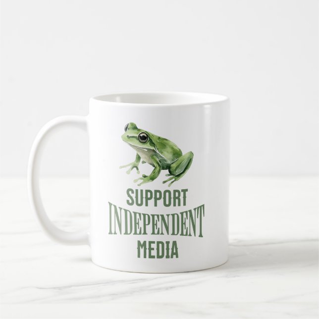 Support Independent Media Frog Watercolor Coffee Mug (Left)