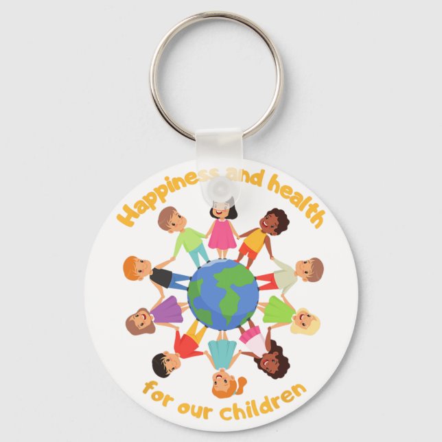 Support International Children's Day Planet Earth  Key Ring (Front)