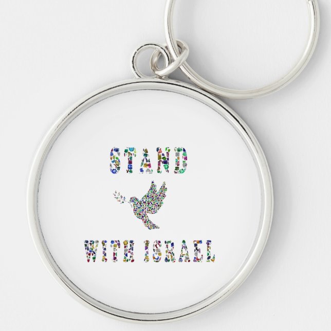 Support Israel – Gemstone Lettering Design Key Ring (Front)