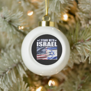 Support Israel I Stand with Israel  Ceramic Ball Christmas Ornament