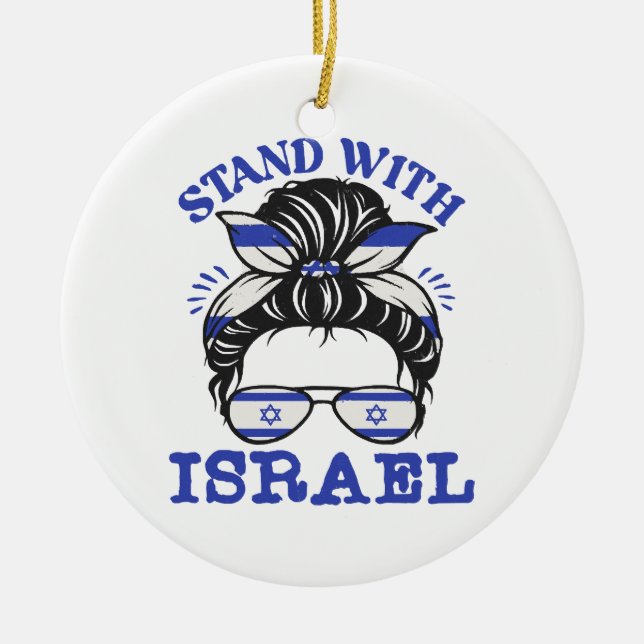 Support Israel - I Stand With Israel  Ceramic Tree Decoration (Front)