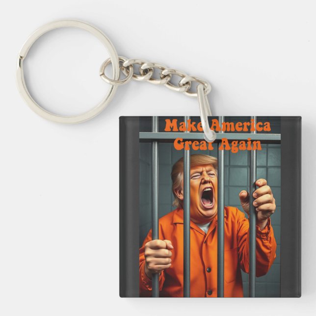 Support Kamala Walz Justice Trump Funny Satire  Key Ring (Front)