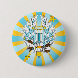 Support Legend Gamer Yellow Winged Syringe Cartoon 6 Cm Round Badge