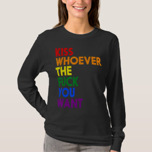 Support Lgbt Kiss Whoever Rainbow Pride Flag T-Shirt