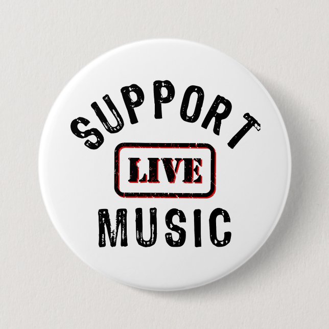 Support Live Music, Live Band, Music Concertgoer  7.5 Cm Round Badge (Front)
