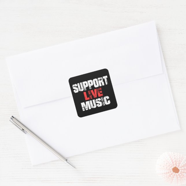 Support Live Music Square Sticker (Envelope)