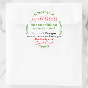 Support Local Artists Business Classic Round Sticker