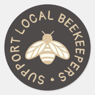 Support Local Beekeepers Cute Honeybee Icon Honey Classic Round Sticker