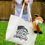 Support Local Creatives Handlettered Large Tote Bag<br><div class="desc">The creative community loves coming together and supporting one another. Whether your a part of this group or not, you can show your appreciation for creatives with this fun hand lettered tote. Even add your city name below to further customise! Design reads “Support your local creatives” with a flag across...</div>