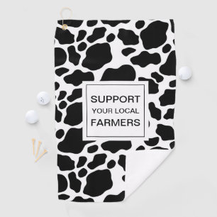 Support Local Farmers Cow Print Pattern Golf Towel