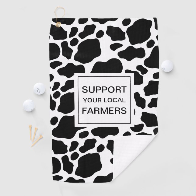 Support Local Farmers Cow Print Pattern Golf Towel (InSitu)