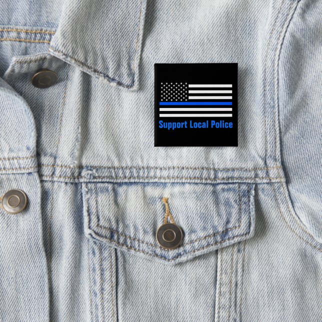 Support Local Police Thin Blue Line 15 Cm Square Badge (In Situ)