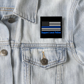 Support Local Police Thin Blue Line 15 Cm Square Badge