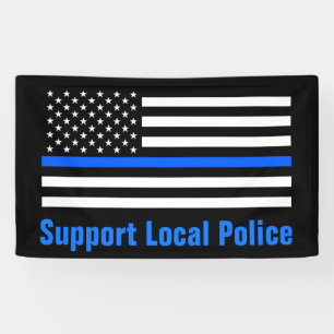 Support Local Police Thin Blue Line Banner