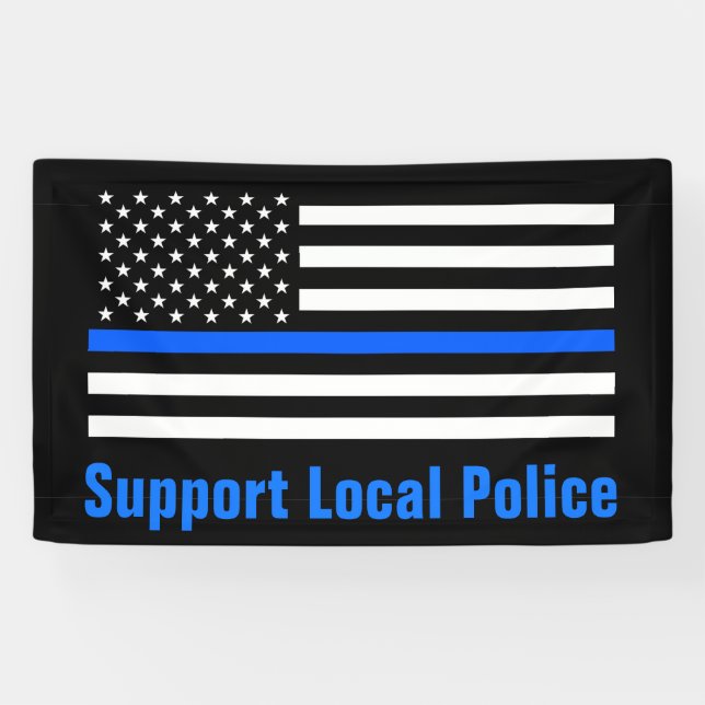 Support Local Police Thin Blue Line Banner (Horizontal)