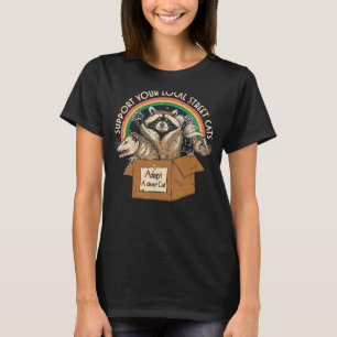 Support Local Street Cats Vintage Box Racoon Opos T-Shirt
