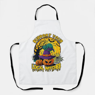 Support Local Witches Halloween Cat Witch Hat Pump Apron