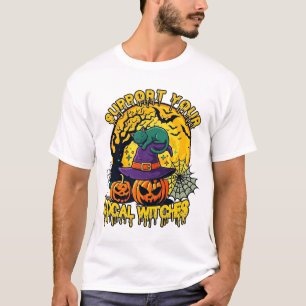Support Local Witches Halloween Cat Witch Hat Pump T-Shirt