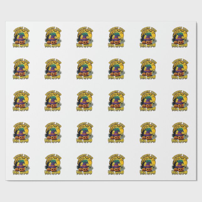 Support Local Witches Halloween Cat Witch Hat Pump Wrapping Paper (Flat)