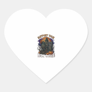 Support Local Witches Halloween Haunted House Pump Heart Sticker
