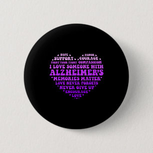 Support Love Heimers Awareness Heart Typography Wo 6 Cm Round Badge