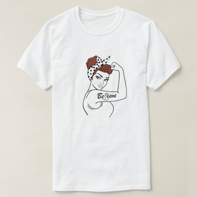 Support Lung Cancer Awareness Warrior Believe T-Shirt (Design Front)