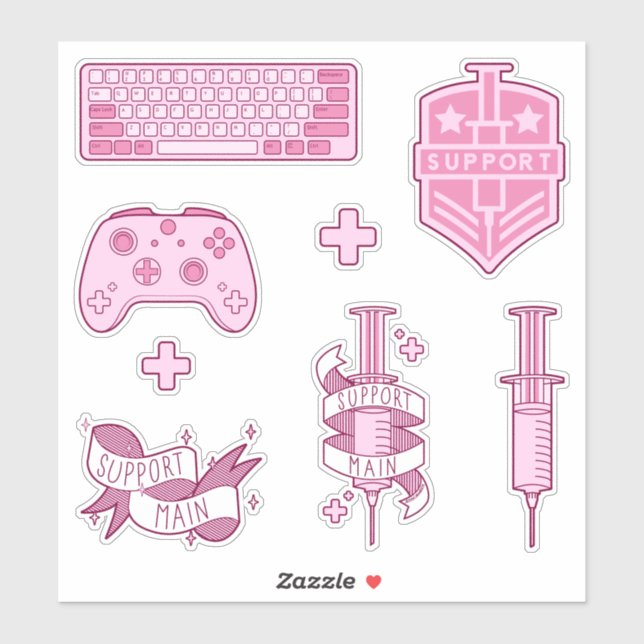 Support Main Pink Gamer Sticker Pack (Sheet)