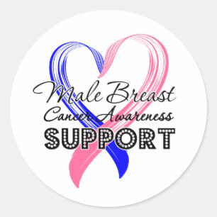 Support Male Breast Cancer Awareness Classic Round Sticker