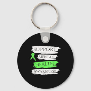 Support Mental Health Awareness Green Riboon Key Ring