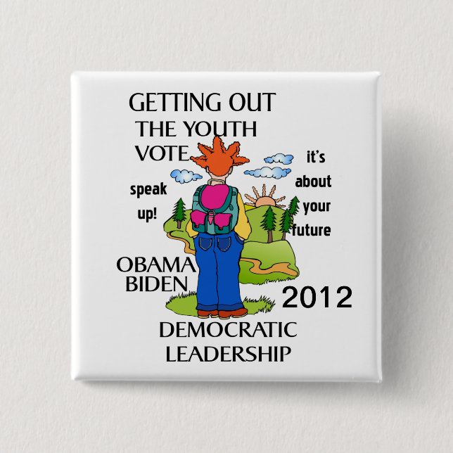 SUPPORT OBAMA 2012 15 CM SQUARE BADGE (Front)