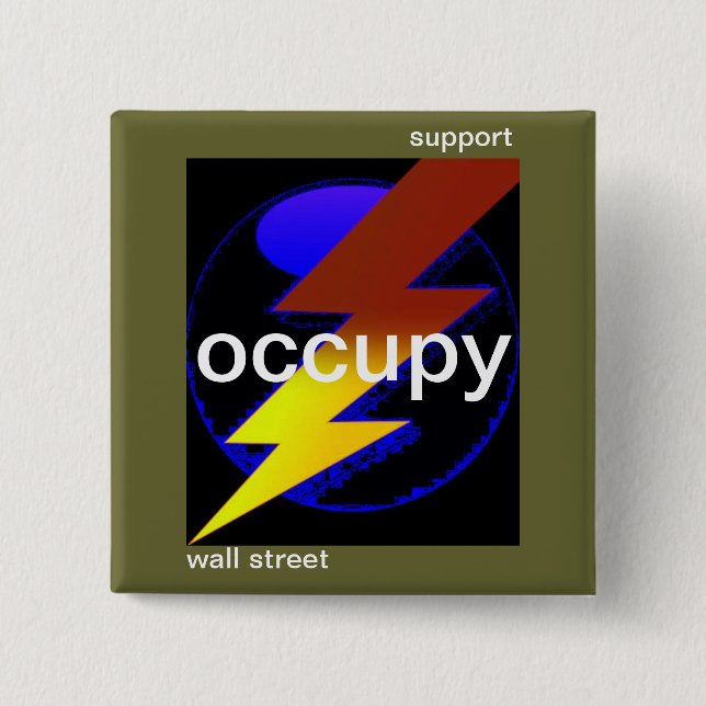 support occupy wall street 15 cm square badge (Front)