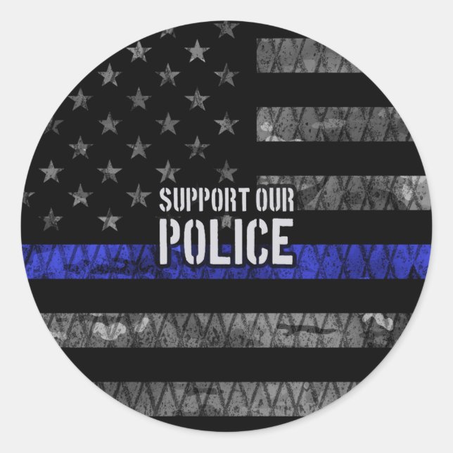 Support Our Police Distressed Flag Classic Round Sticker (Front)