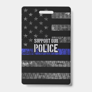 Support Our Police Distressed Flag ID Badge