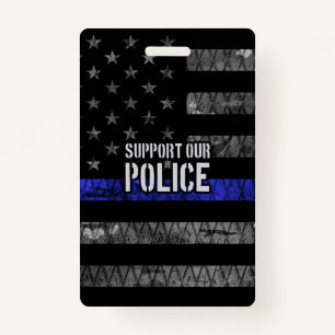 Support Our Police Distressed Flag ID Badge