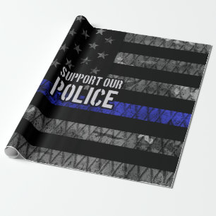 Support Our Police Distressed Flag Wrapping Paper