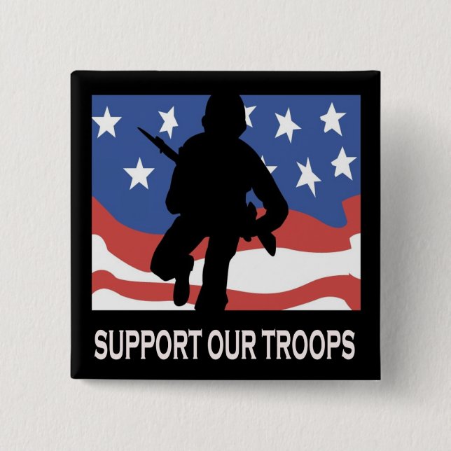Support Our Troops 15 Cm Square Badge (Front)