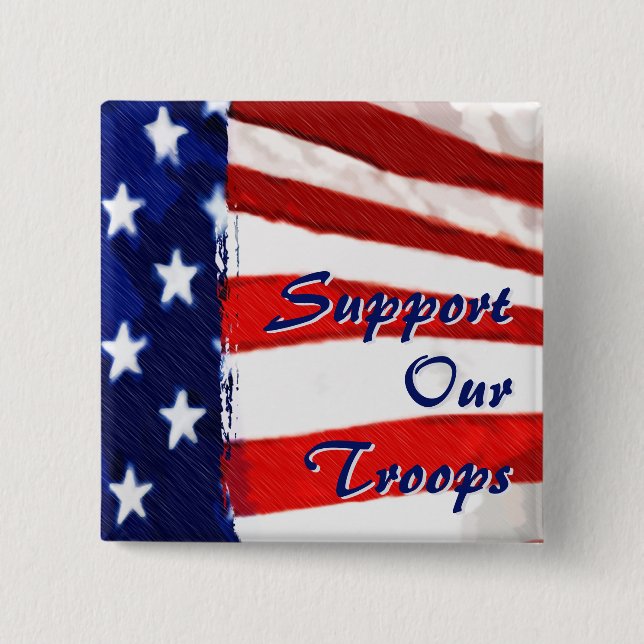 Support our Troops 15 Cm Square Badge (Front)