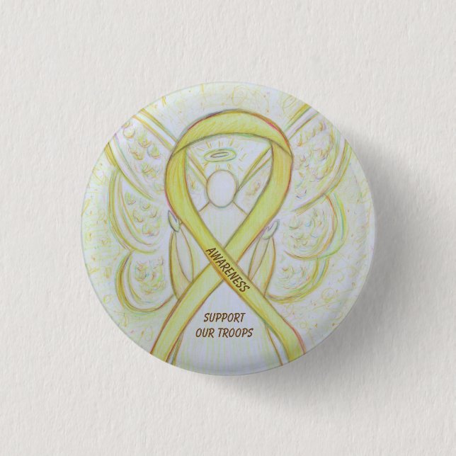 Support Our Troops Awareness Ribbon Angel Pin (Front)