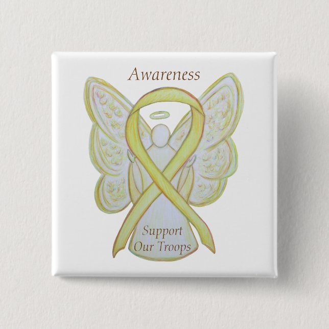 Support Our Troops Awareness Ribbon Angel Pin (Front)